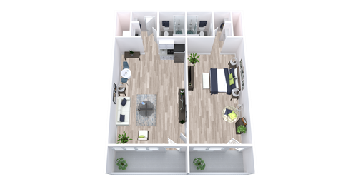 Floor plan for 1 bed, 1 bath, 820 sqft
